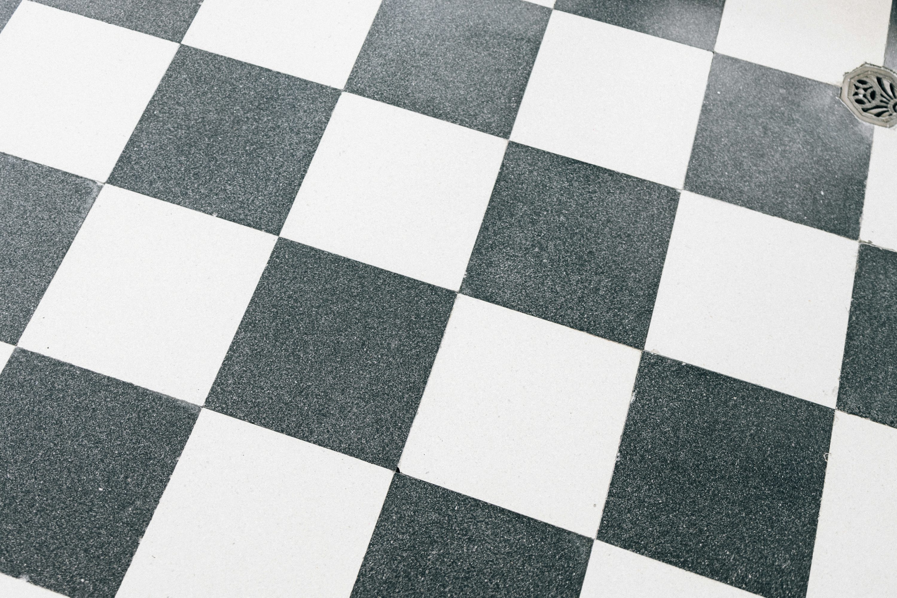 Patterned porcelain tile floor